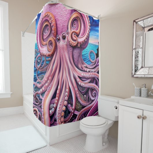 Pink Kraken Octopus Tentacles Duschvorhang (Beispiel)