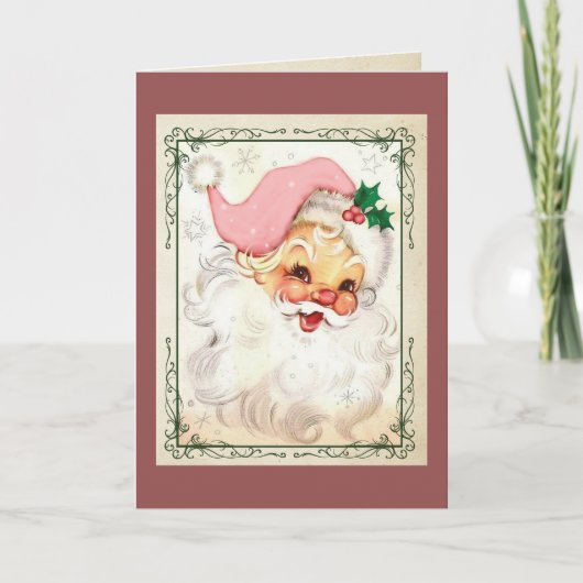 Pink Kringle Weihnachtskarte Feiertagskarte (Vorderseite)