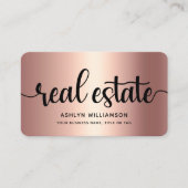 Pink Kupfer Schwarz Foto Real Anwesen Agent QR Cod Visitenkarte (Vorderseite)