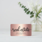 Pink Kupfer Schwarz Foto Real Anwesen Agent QR Cod Visitenkarte (Stehend Vorderseite)