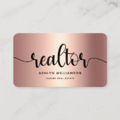 Pink Kupfer Schwarz Realtor Foto QR Code Broker Visitenkarte (Vorderseite)