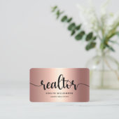 Pink Kupfer Schwarz Realtor Foto QR Code Broker Visitenkarte (Stehend Vorderseite)