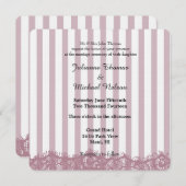 Pink Lace and Stripes Wedding Einladung (Vorne/Hinten)