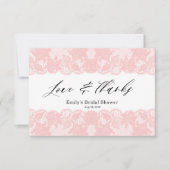 Pink Lace Brautparty Danke Karte (Vorderseite)