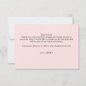 Pink Lace Brautparty Danke Karte (Rückseite)