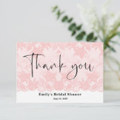 Pink Lace Brautparty Danke Karte (Stehend Vorderseite)