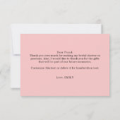 Pink Lace Brautparty Danke Karte (Rückseite)