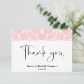 Pink Lace Brautparty Danke Karte (Stehend Vorderseite)