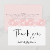 Pink Lace Brautparty Danke Karte (Vorne/Hinten)