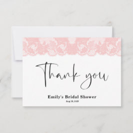 Pink Lace Brautparty Danke Karte