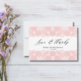 Pink Lace Brautparty Danke Karte