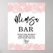Pink Lace Brautparty Mimosa Bar Poster (Vorne)