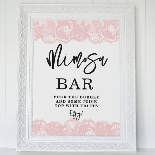 Pink Lace Brautparty Mimosa Bar Poster