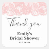 Pink Lace Brautparty Quadratischer Aufkleber (Vorderseite)