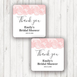Pink Lace Brautparty Quadratischer Aufkleber