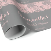 Pink Lace Brautparty Wrapping Paper Geschenkpapier (Rolleneckpunkt)