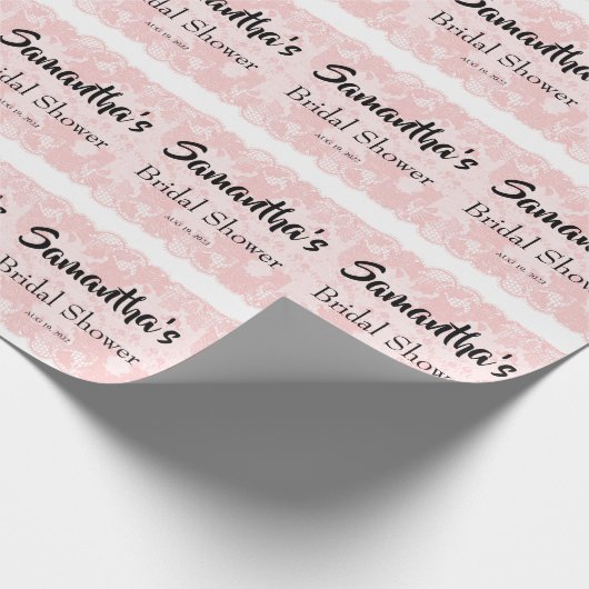 Pink Lace Brautparty Wrapping Paper Geschenkpapier (Ecke)