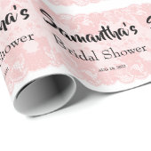 Pink Lace Brautparty Wrapping Paper Geschenkpapier (Rolleneckpunkt)