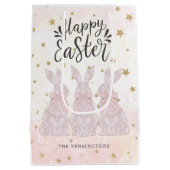 Pink Lace Bunny Ostern Mittlere Geschenktüte (Rückseite)