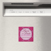 Pink Lace Circle Save the Date Magnet (In Situ (Geschirrspüler))