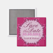 Pink Lace Circle Save the Date Magnet (Vorderseite/Rückseite)