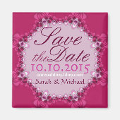 Pink Lace Circle Save the Date Magnet (Vorne)