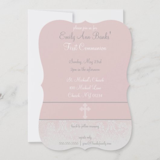 Pink Lace First Holy Community Design Einladung (Vorderseite)