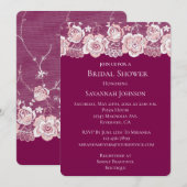 Pink Lace Floral Brautparty Einladung (Vorne/Hinten)