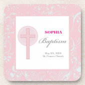 Pink Lace Girl Baptisse Getränkeuntersetzer (Vorderseite)