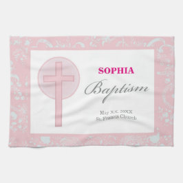 Pink Lace Girl Baptisse Handtuch