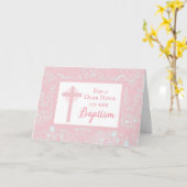 Pink Lace Girl Baptisse Karte (Gelbe Blume)