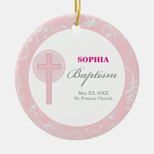 Pink Lace Girl Baptisse Keramikornament (Vorne)
