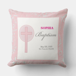 Pink Lace Girl Baptisse Kissen