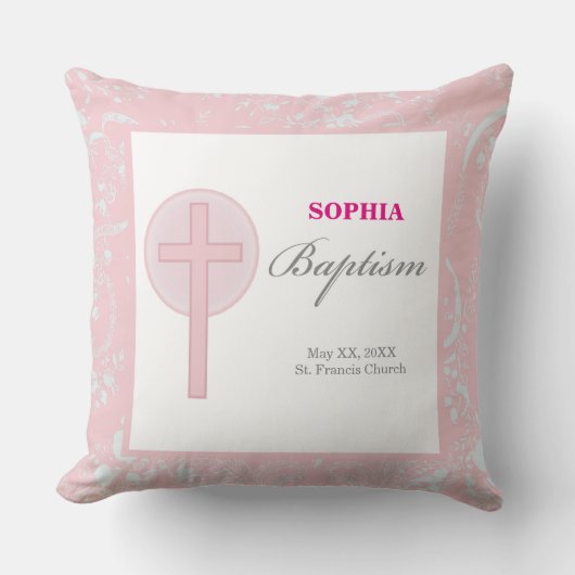 Pink Lace Girl Baptisse Kissen (Vorderseite)