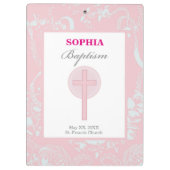 Pink Lace Girl Baptisse Klemmbrett (Rückseite)