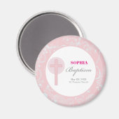 Pink Lace Girl Baptisse Magnet (Vorderseite/Rückseite)