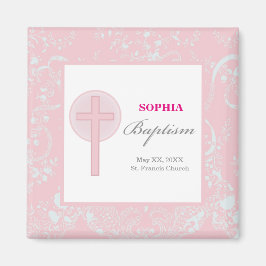 Pink Lace Girl Baptisse Magnet