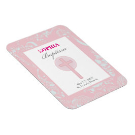 Pink Lace Girl Baptisse Magnet