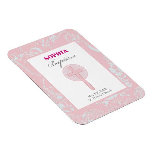 Pink Lace Girl Baptisse Magnet (Rechte Seite)
