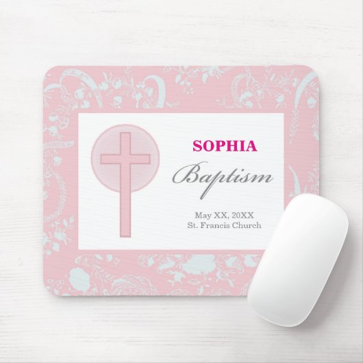Pink Lace Girl Baptisse Mousepad (Mit Mouse)