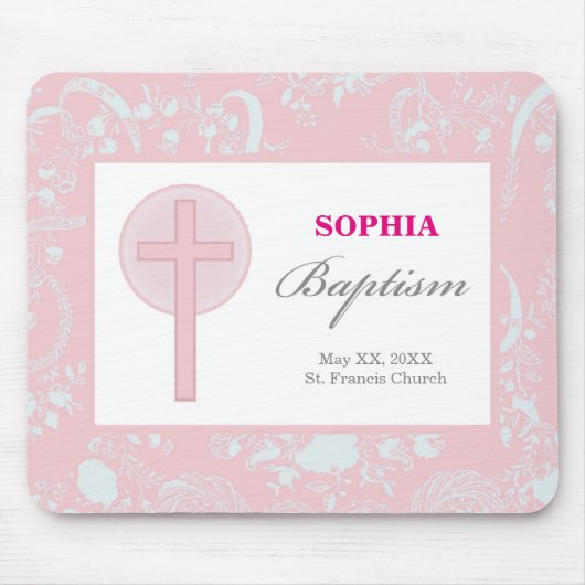 Pink Lace Girl Baptisse Mousepad (Vorne)