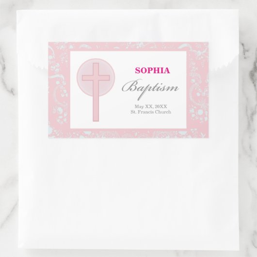 Pink Lace Girl Baptisse Rechteckiger Aufkleber (Tasche)