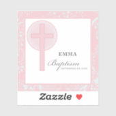 Pink Lace Girl Taufe Personalisiert Aufkleber (Blatt)