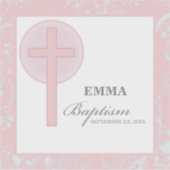 Pink Lace Girl Taufe Personalisiert Aufkleber (Vorderseite)