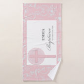 Pink Lace Girl Taufe Personalisiert Badehandtuch (Badehandtuch)