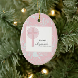 Pink Lace Girl Taufe Personalisiert Keramik Ornament