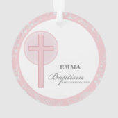 Pink Lace Girl Taufe Personalisiert Ornament (Rückseite)