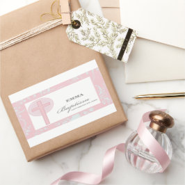 Pink Lace Girl Taufe Personalisiert Rechteckiger Aufkleber