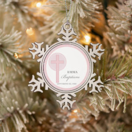Pink Lace Girl Taufe Personalisiert Schneeflocken Zinn-Ornament