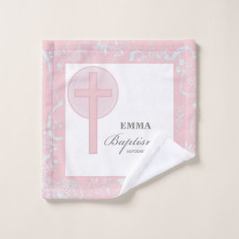Pink Lace Girl Taufe Personalisiert Waschlappen